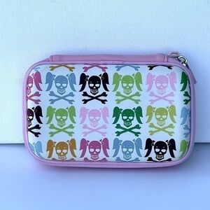 Macbeth Collection MB- tech accessories Hard Zipper Case punk skulls pink